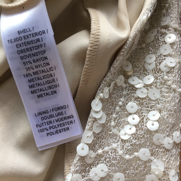 NWT ADRIANNA PAPELL Long Sleeve Pearl Beaded Dress with Slit - Picture 5 of 11